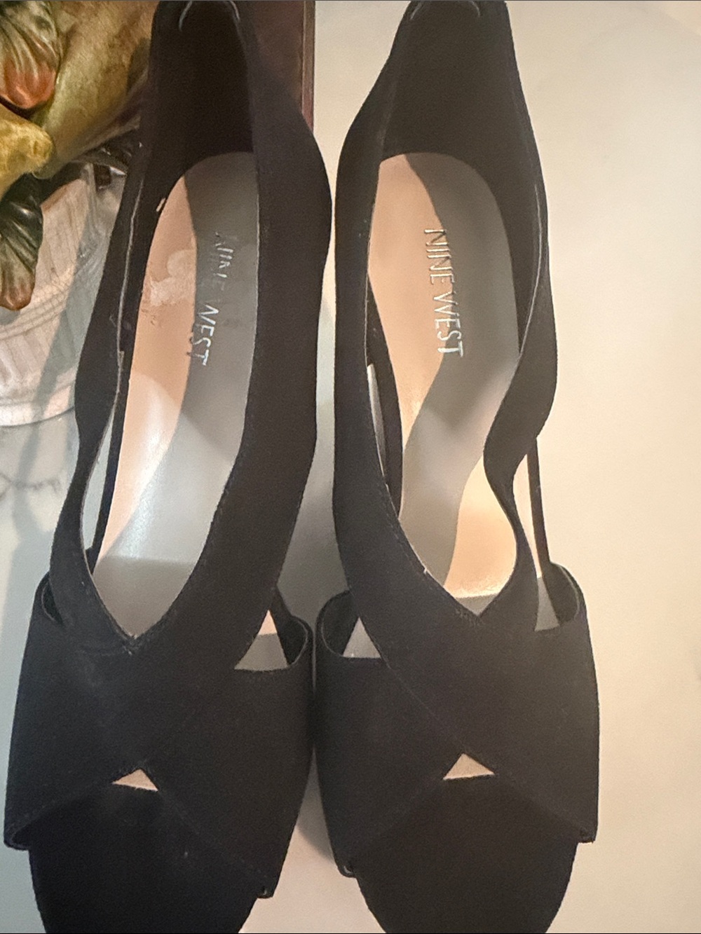 Nine West Black Suede Cutout Peep-Toe Heels New without Tags!